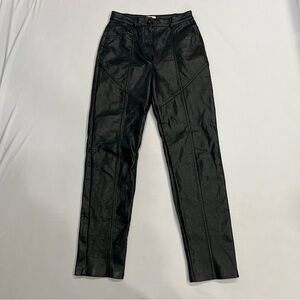 Wilfred ARITZIA Faux Leather Pants Size 4 Black Straight Leg Vegan Leather